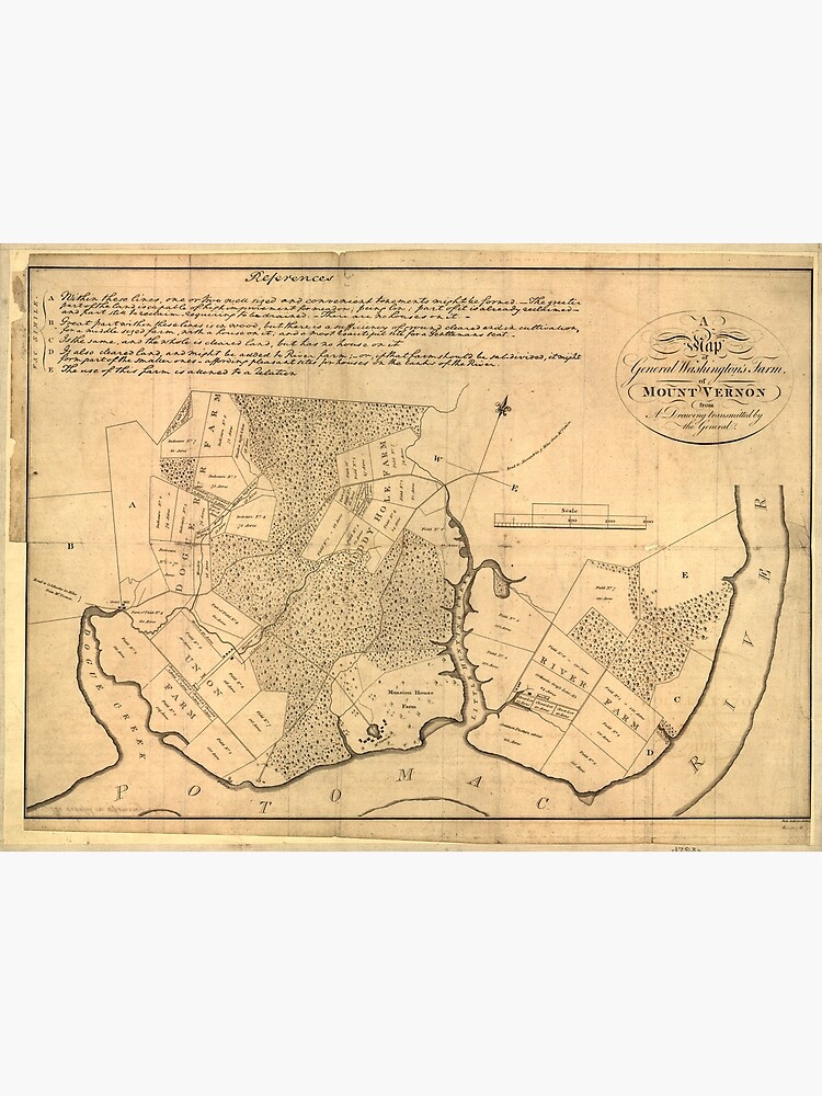"Vintage Map of The Mount Vernon Plantation (1801)" Poster for Sale by