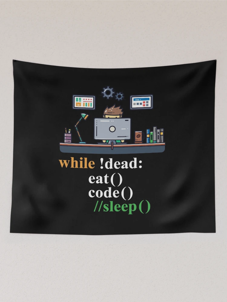 Thumbnail 2 of 3, Tapestry, Computer Science Python Programmer Eat Code Sleep designed and sold by Hapo Team.
