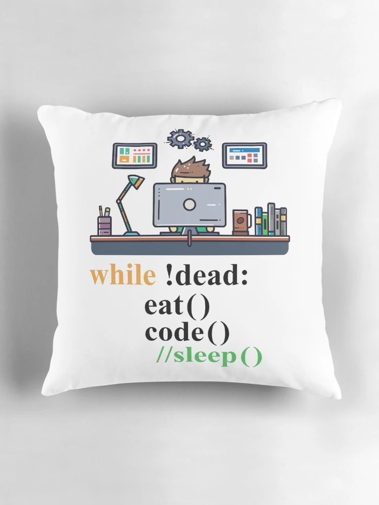 Thumbnail 3 of 4, Pillow, Computer Science Python Programmer Eat Code Sleep designed and sold by Hapo Team.