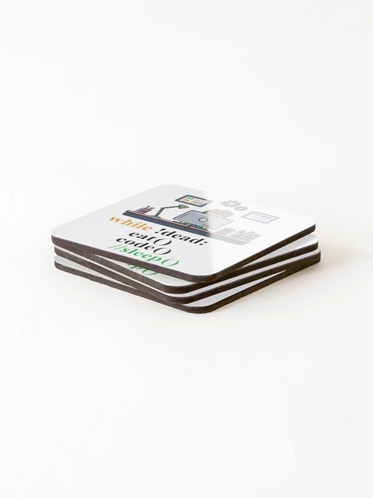 Thumbnail 4 of 5, Coasters (Set of 4), Computer Science Python Programmer Eat Code Sleep designed and sold by Hapo Team.