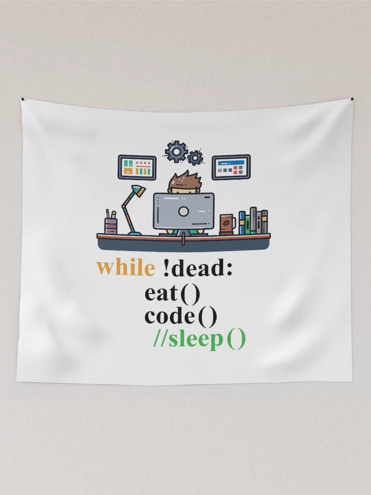 Thumbnail 2 of 3, Tapestry, Computer Science Python Programmer Eat Code Sleep designed and sold by Hapo Team.