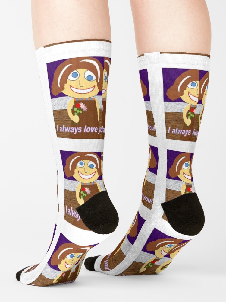Alternate view of Simple childlike drawing about the purity of love Socks