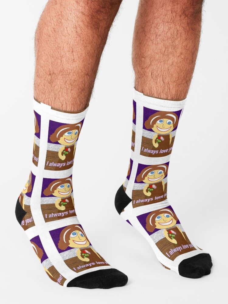 Alternate view of Simple childlike drawing about the purity of love Socks