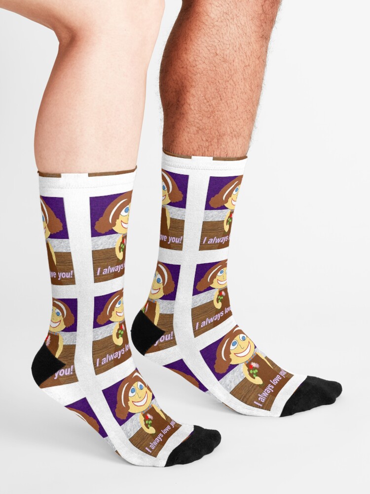 Alternate view of Simple childlike drawing about the purity of love Socks