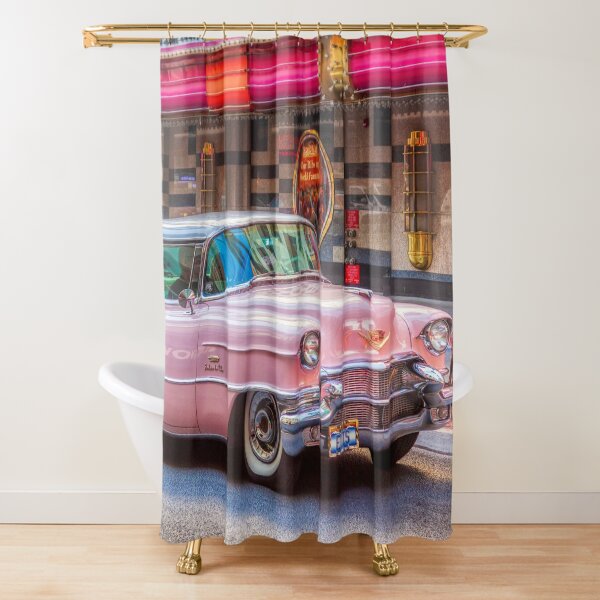 Elvis Pink Cadillac on Fremont Street Experience Shower Curtain