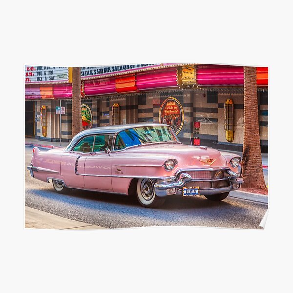Elvis Pink Cadillac on Fremont Street Experience Poster