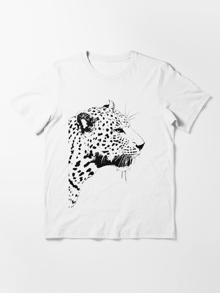 T-Shirt Black and White Side Leopard