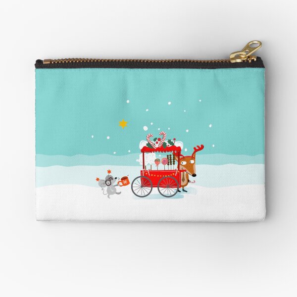 Christmas market with fox and sweets Zipper Pouch