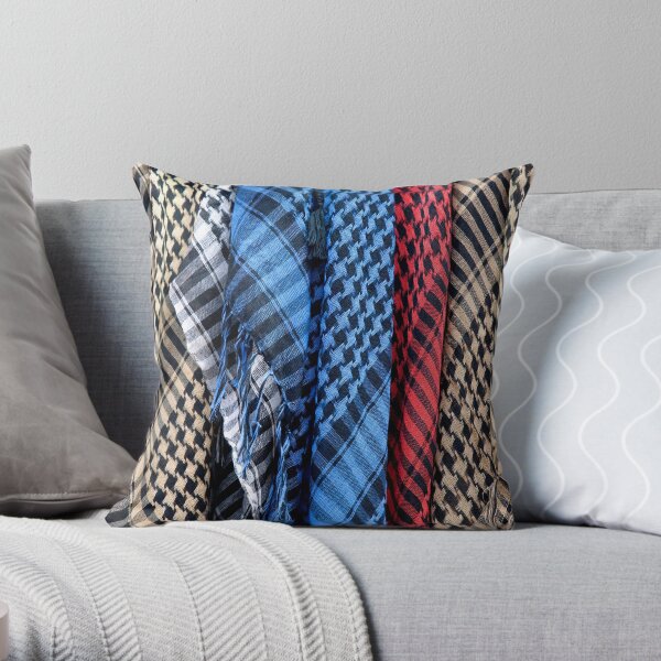Colored Palestinian Keffiyeh Throw Pillow