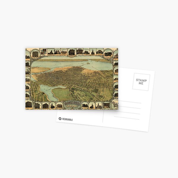 Vintage Pictorial Map of Oakland California (1900) Postcard