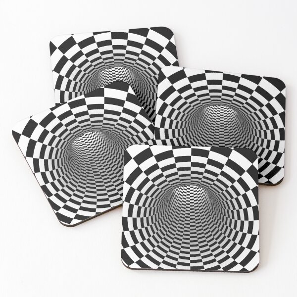Item preview, Optical 3D Checkered Vortex illusion 3D Printed Realistic Expression Unisex Fabric Mask for all adults and children alike. Reusable Washable 2 layer Polyester Cloth designed and sold by Chi Gardens.