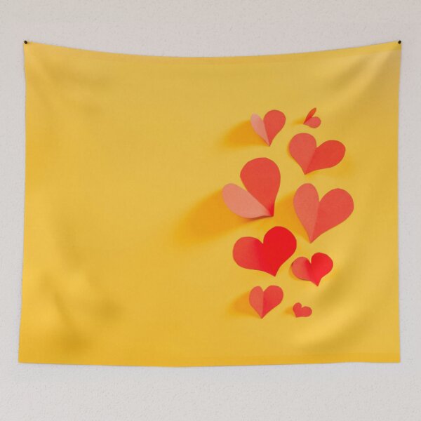 Item preview, Red and Yellow Paper Hearts Print designed and sold by RocketshSD.