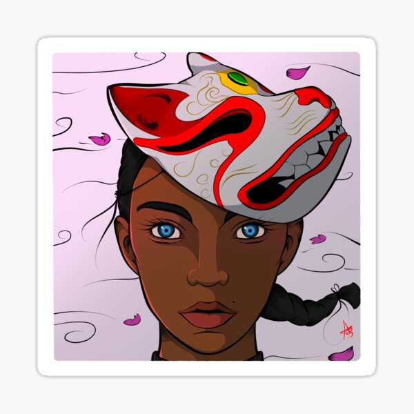 “Noh mask” Sticker by Gabjpense | Redbubble