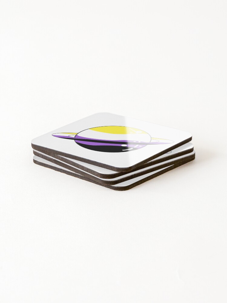 Thumbnail 4 of 5, Coasters (Set of 4), Nonbinary Pride Planet designed and sold by Nonbinaryfrog.