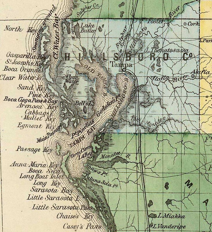 "Vintage Map of Tampa Florida (1870)" by BravuraMedia | Redbubble