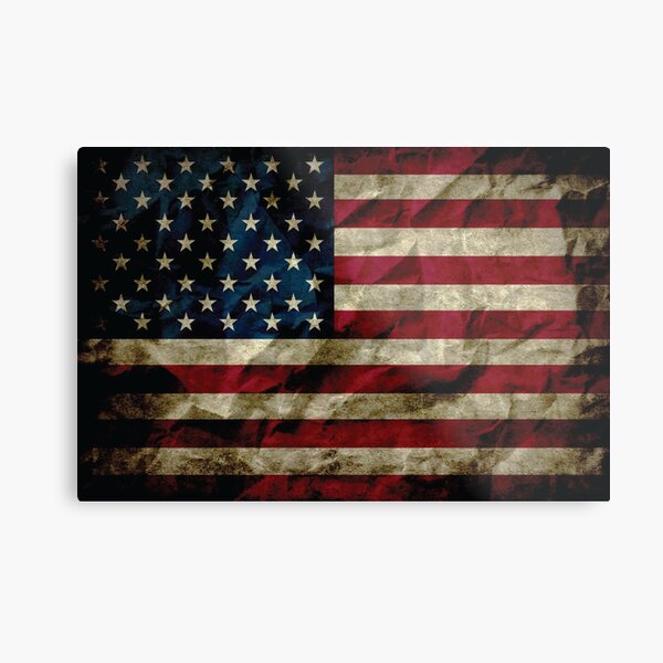 American Vintage Distressed Flag US Flag Metal Print