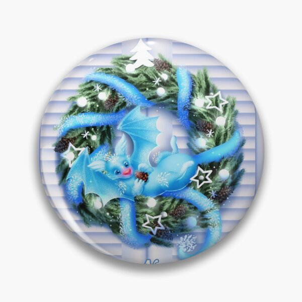 Item preview, Christmas wreath dragon blue designed and sold by DigitalCloud.