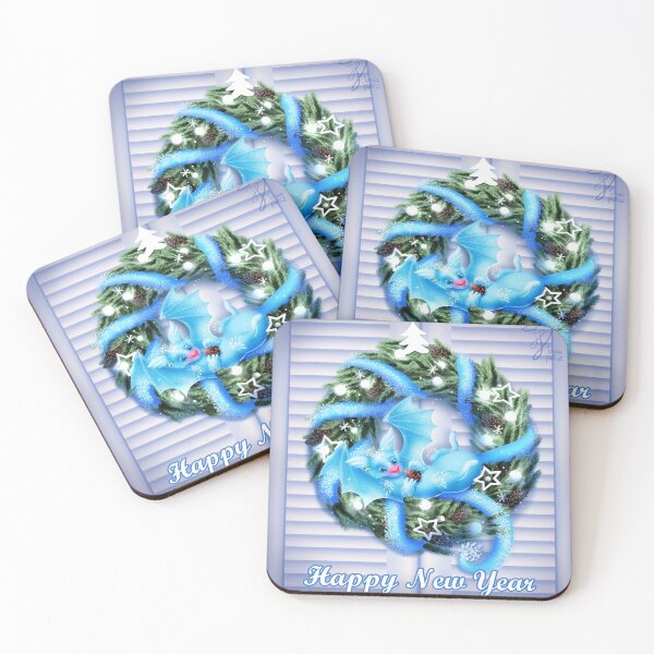 Item preview, Christmas wreath dragon blue designed and sold by DigitalCloud.