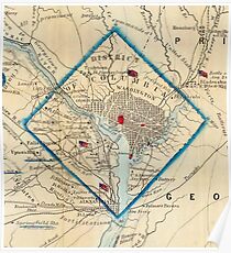 Vintage Map of Washington D.C. Battlefields (1862) Poster