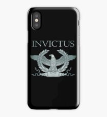 Roman Invictus Eagle, Silver on Black iPhone Case