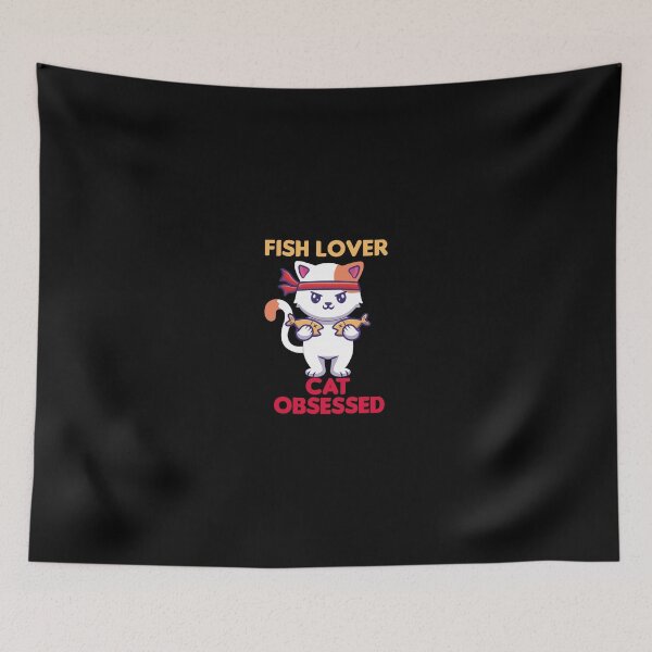 Item preview, fish lover cat obsessed designed and sold by Nerd Digs.