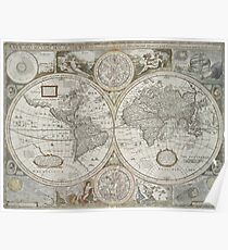 Vintage Map of The World (1651) Poster
