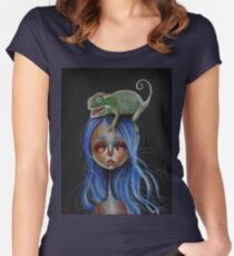Little Chameleon Head Women's Fitted Scoop T-Shirt