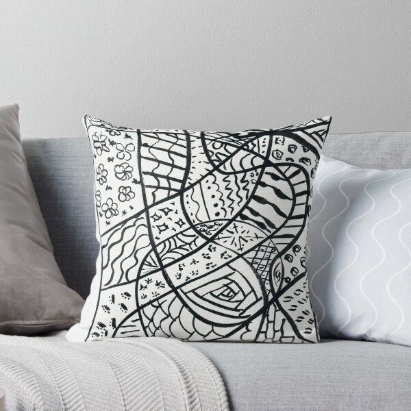 Item preview, Black and white graphic doodle pattern designed and sold by Melindrea.