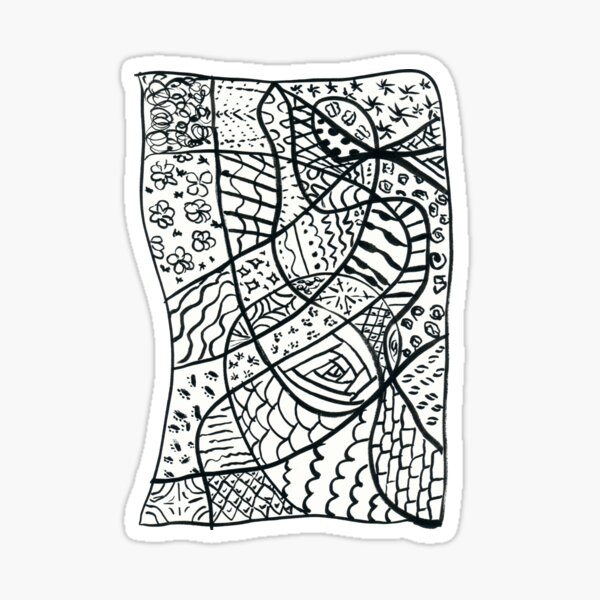 Black and white graphic doodle pattern Sticker