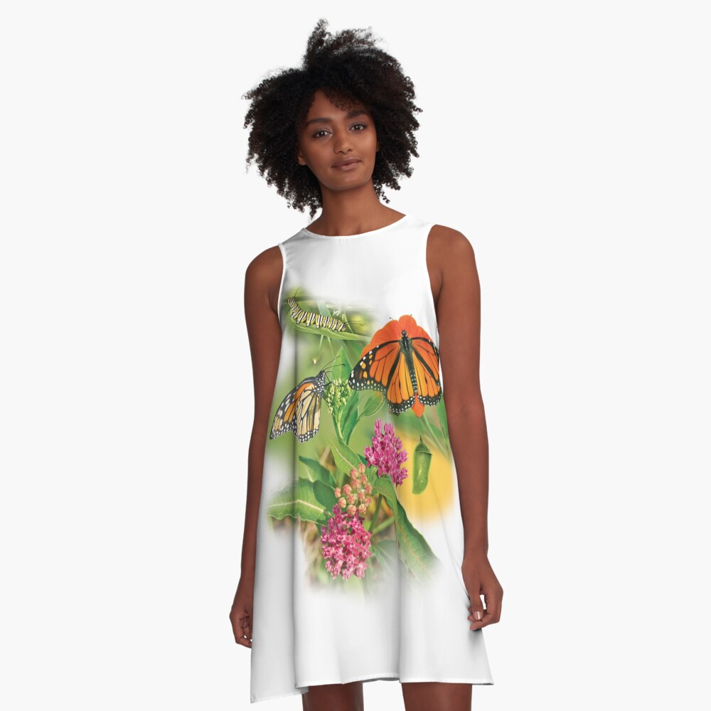 Monarch Life Cycle A-Line Dress