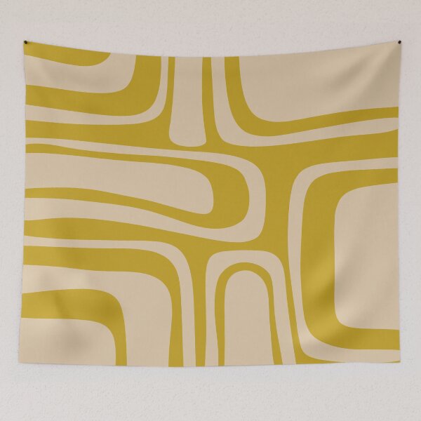 Item preview, Palm Springs Retro Midcentury Modern Abstract Pattern in Mid Mod Beige and Mustard designed and sold by kierkegaard.