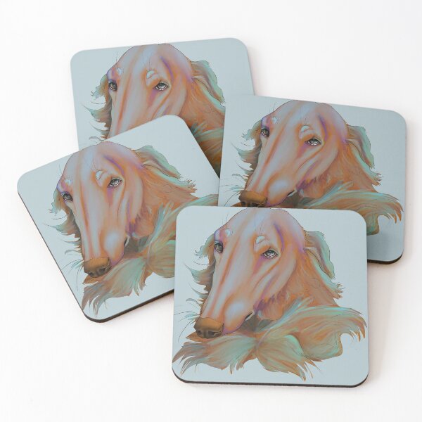 Item preview, Borzoi psychedelic coloring portrait on blue designed and sold by GnomelyDragon.