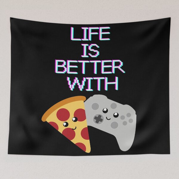 Item preview, Life is better with pizza and gaming designed and sold by felinefeelings.