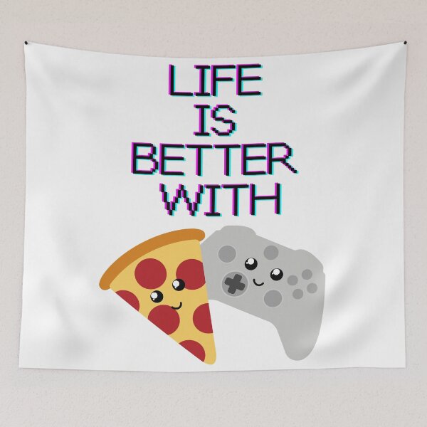 Item preview, Life is better with pizza and gaming designed and sold by felinefeelings.