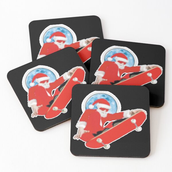 Item preview, Skater Santa Claus with Sunglasses On Skateboard Shooting The Moon, designed and sold by DzinesByEarle.