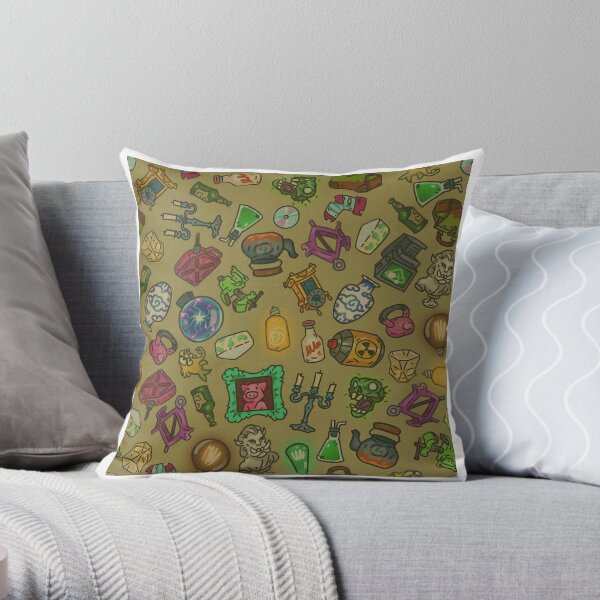 Beige objects of life Throw Pillow
