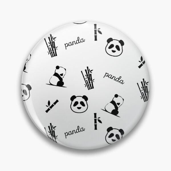 Aperçu de l'œuvre Panda Bear Pattern Texte en bambou noir et blanc créée et vendue par AkinsDesign.