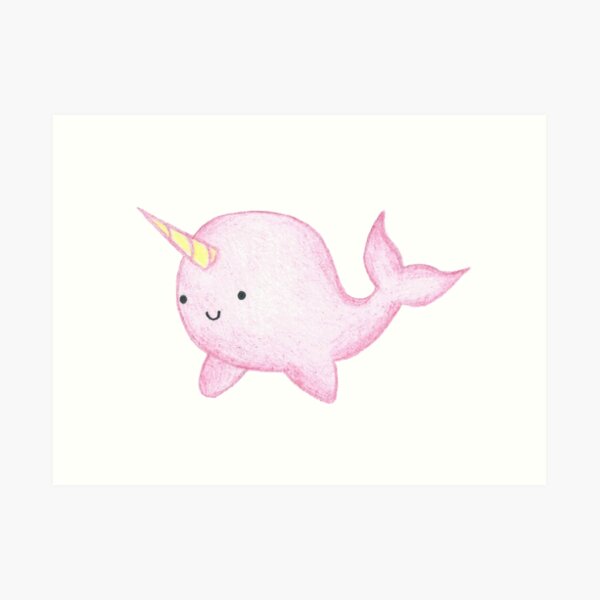 Cute Pink Narwhal Art Print