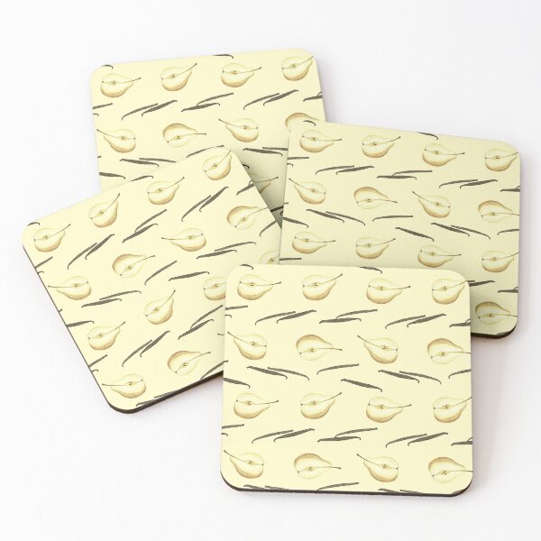 Item preview, Pears and vanilla pods on light yellow designed and sold by Flowersforbear.
