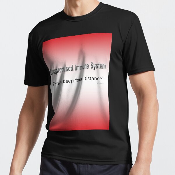 Text-Compromised Immune System in Red, Pink, Peach and White Active T-Shirt