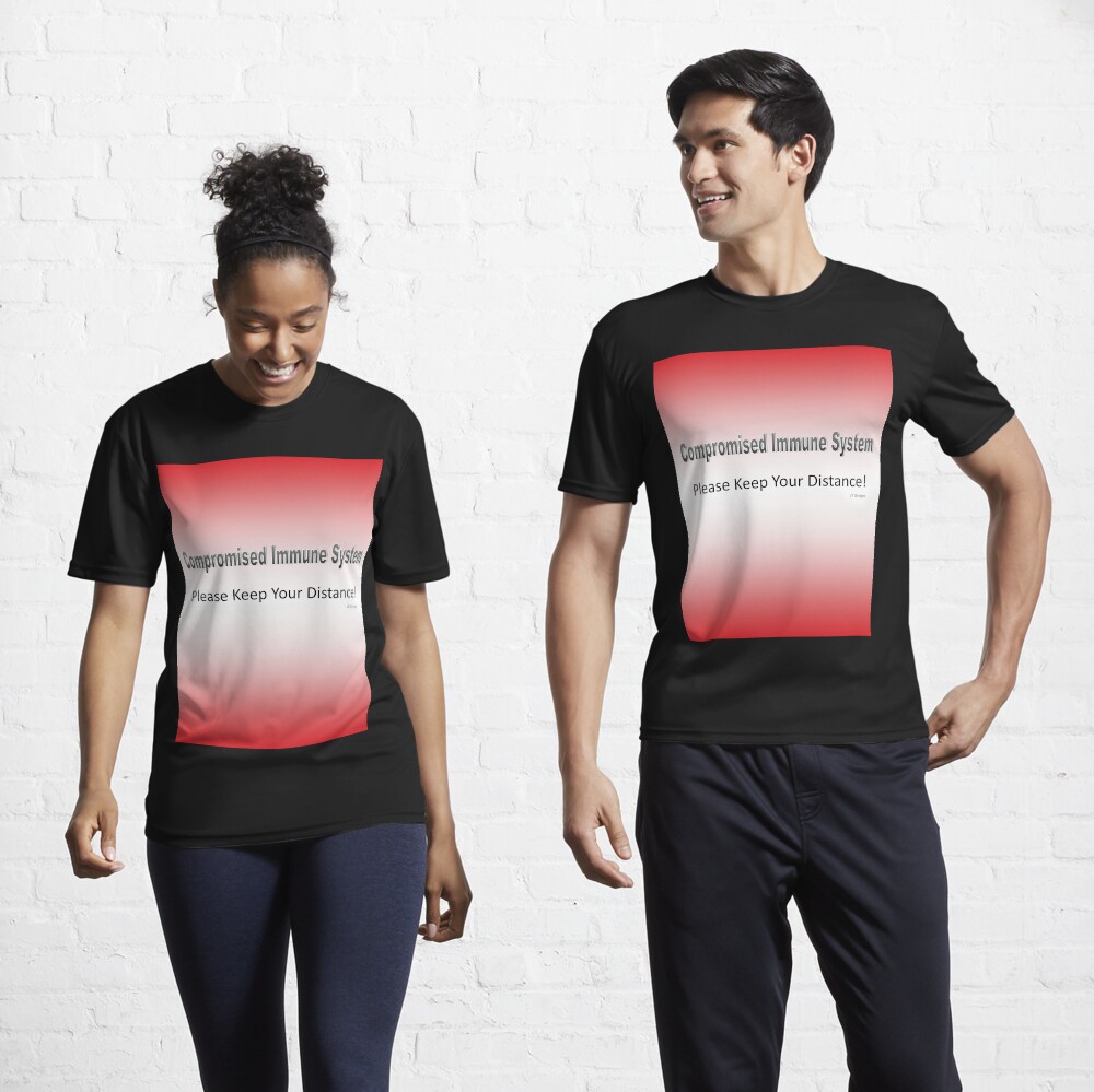 Text-Compromised Immune System in Red, Pink, Peach and White Active T-Shirt