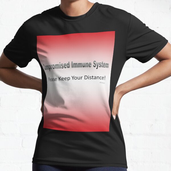 Text-Compromised Immune System in Red, Pink, Peach and White Active T-Shirt