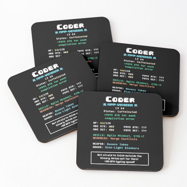 Item preview, Coder RPG Stats // For A Nerdy, Geeky Programmer designed and sold by PikachuRox.