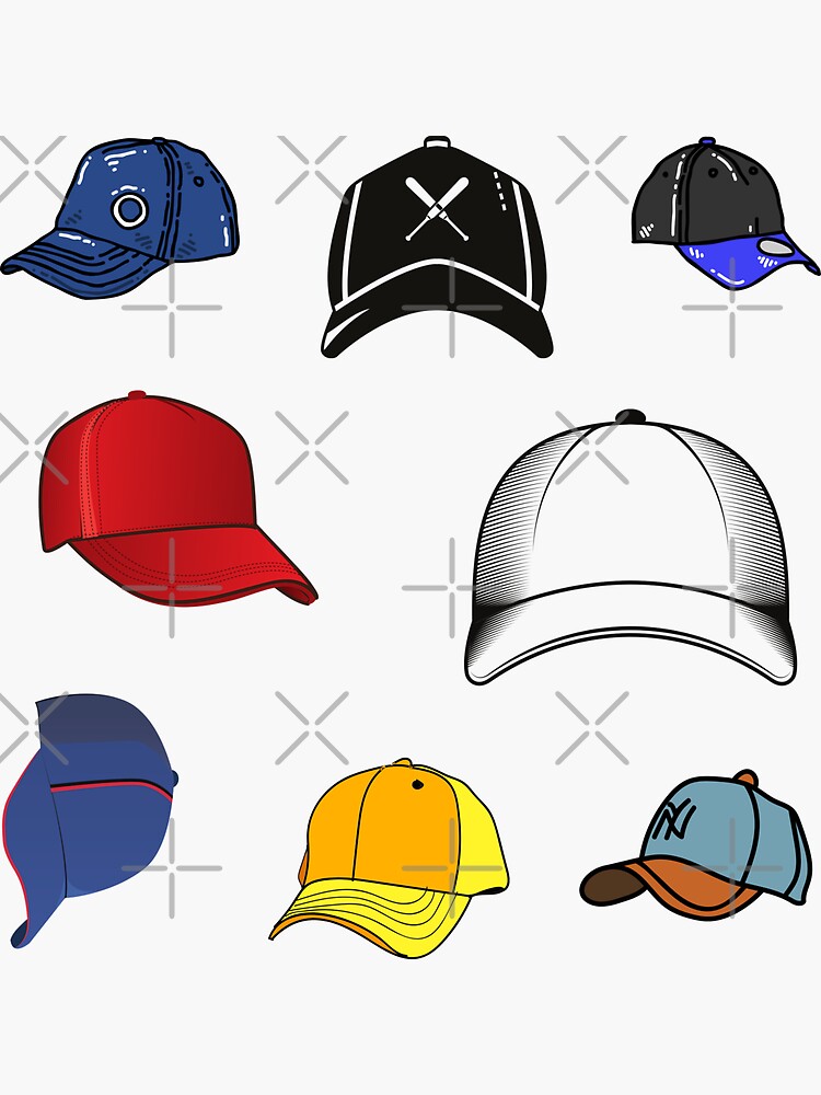 Baseball Cap Sticker Pack, Colorful Baseball Cap Collection- 8 Pieces Mens  Caps #LoveBaseball Sticker for Sale by AmazingEcraft