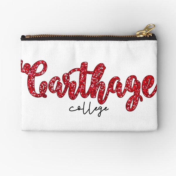 Carthage College Red Glitter Zipper Pouch