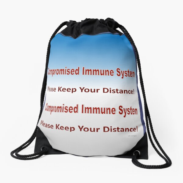 text-Compromised Immune System in Blue and Grey Drawstring Bag