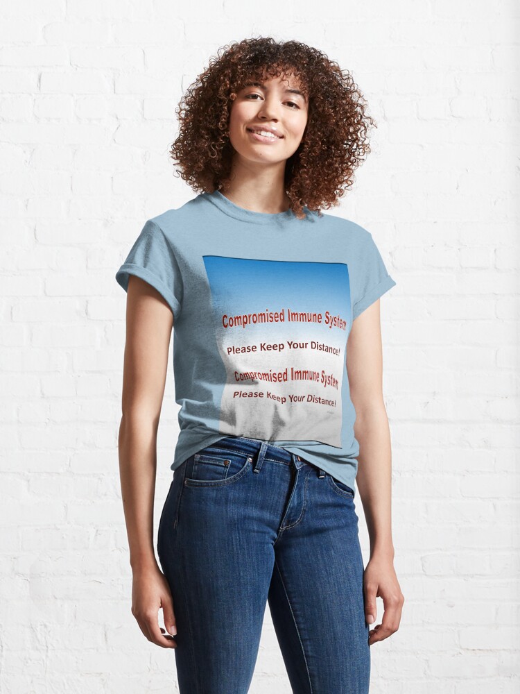 Alternate view of text-Compromised Immune System in Blue and Grey Classic T-Shirt