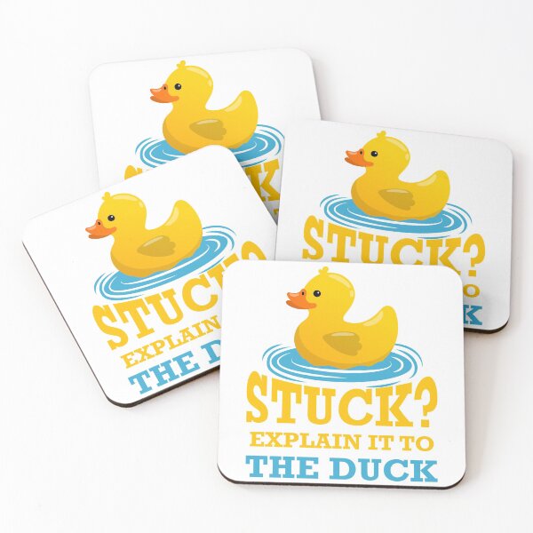 Artikelvorschau, Stecken geblieben? erkläre es der Ente - Rubber Duck Debugging Stuck Funny Programmer Coder entworfen und verkauft von Hapo Team.
