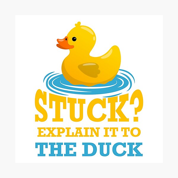Artikel-Vorschau von Stecken geblieben? erkläre es der Ente - Rubber Duck Debugging Stuck Funny Programmer Coder, designt und verkauft von Hapo Team.