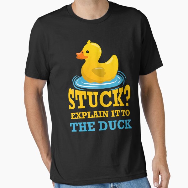Artikel-Vorschau von Stecken geblieben? erkläre es der Ente - Rubber Duck Debugging Stuck Funny Programmer Coder, designt und verkauft von Hapo Team.